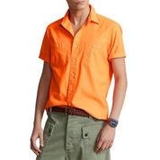 Polo Ralph Lauren Men's Classic Fit Satin Button Down Workshirt Orange Small