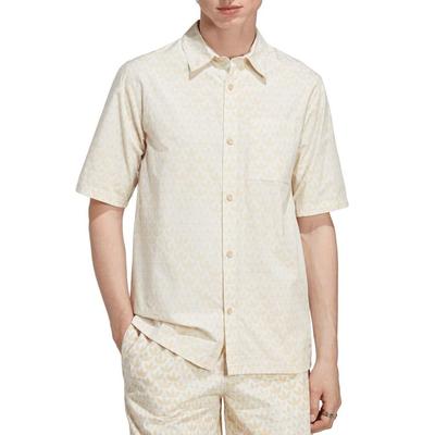 Adidas Men's Monogram Logo Button Down Shirt Sand Beige Xl
