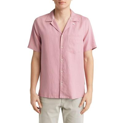 Ted Baker Mens Wesland Solid Short Sleeve Button Down Pink Medium