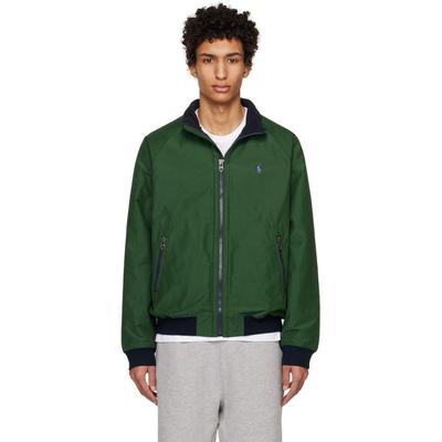 Ralph Lauren Polo Mens Green Fleece Lined Bomber Jacket Small Green