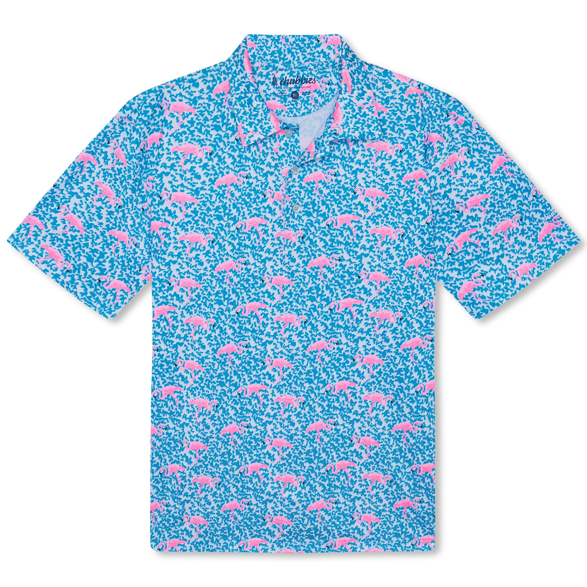 Chubbies Men Regular fit Short Sleeve Polo Shirt XL Blue Stretch