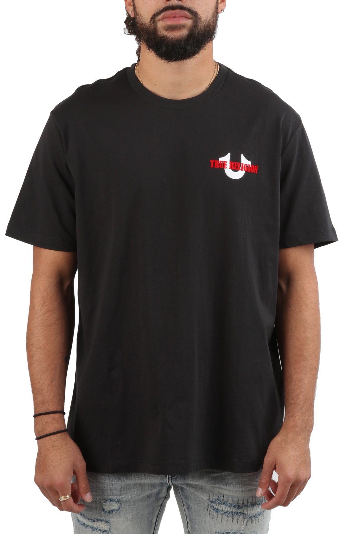 True Religion Mens Short Sleeve T Shirt Jet Black 2XL