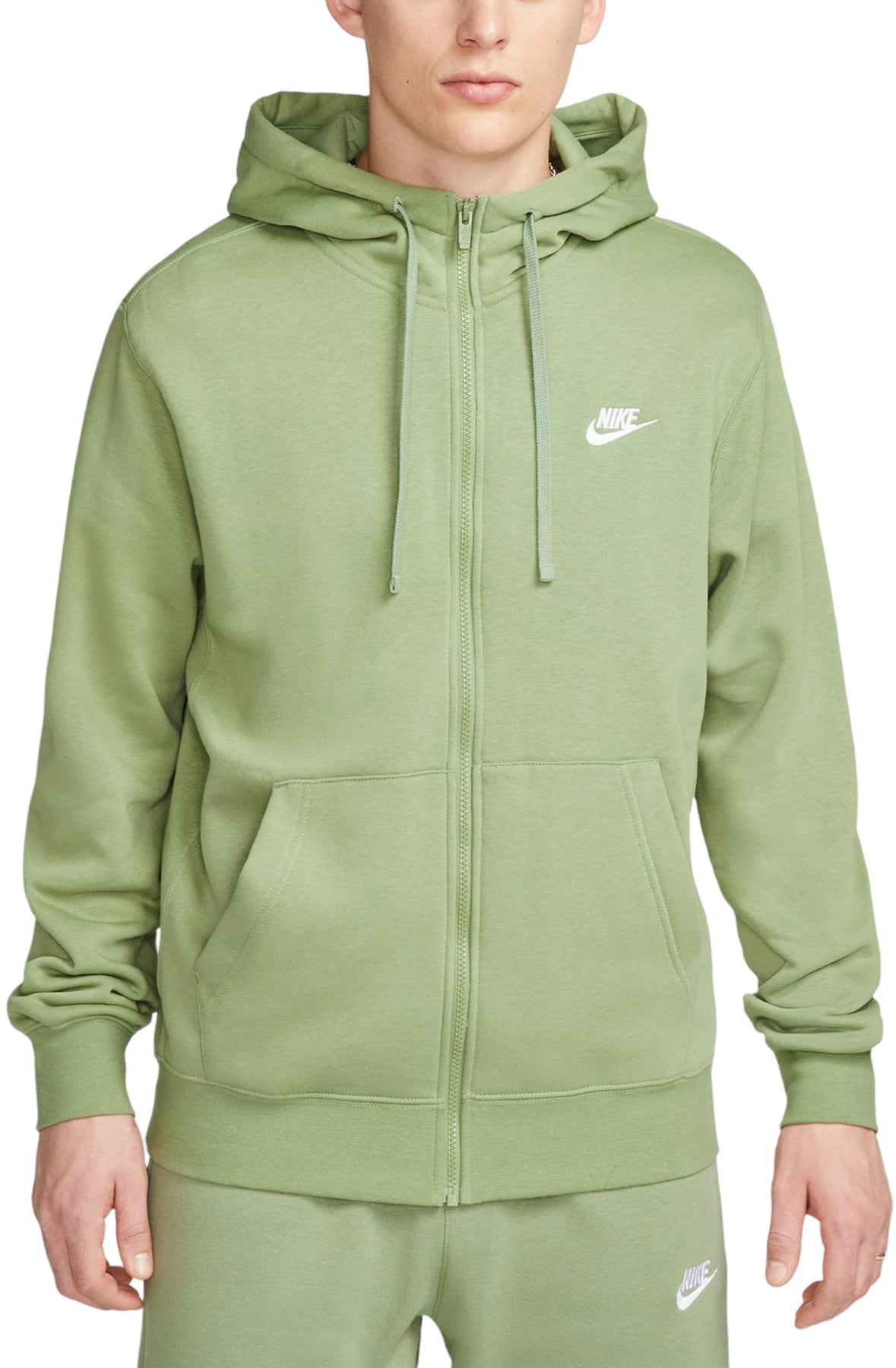 Nike Men's Club Fleece Zip Hoodie Green Medium