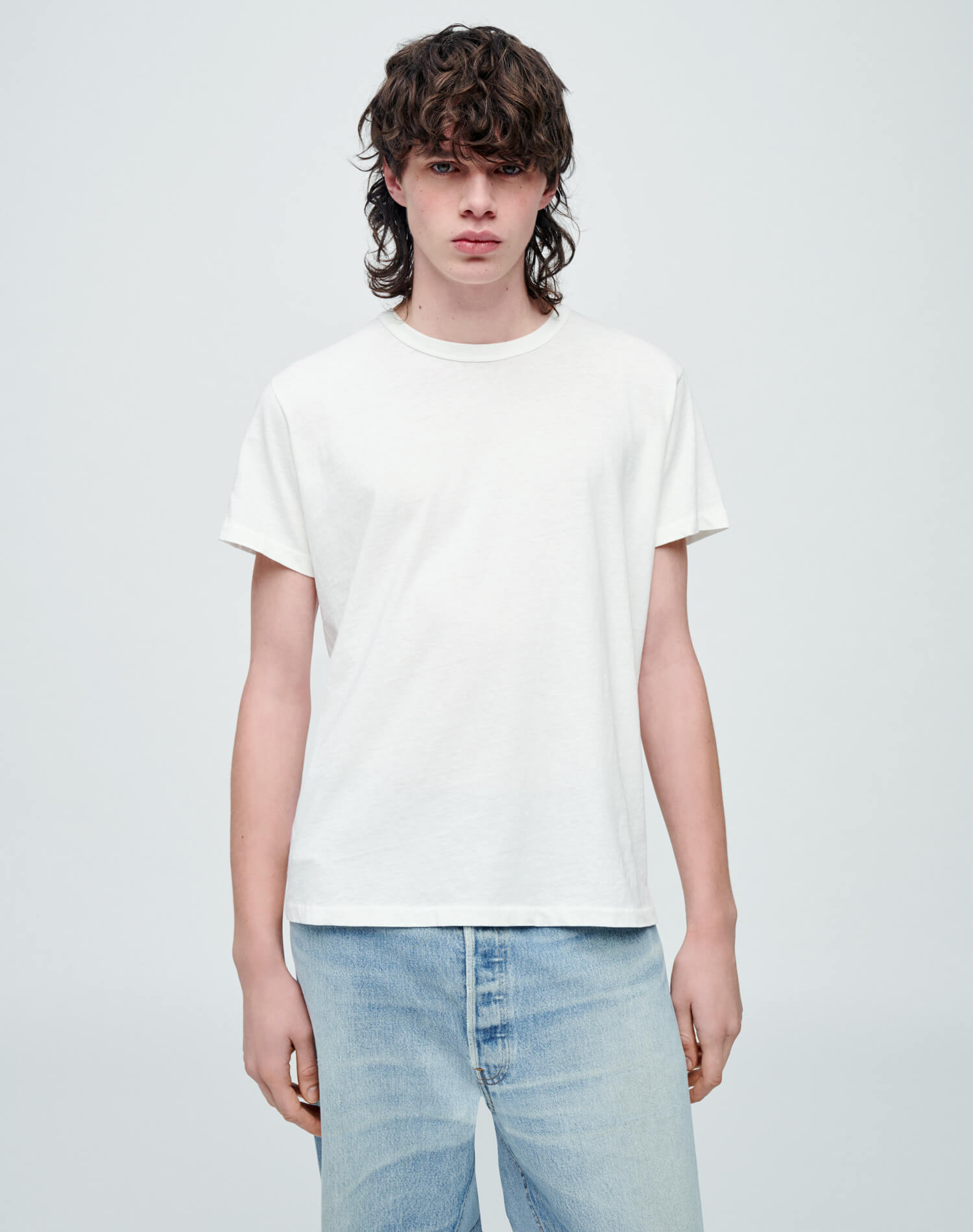 Re/Done Mens Classic fit Short Sleeve T-Shirt Shirt Large White Solid