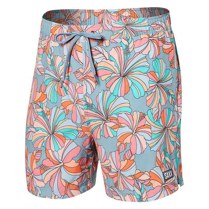 Saxx Mens Regular fit Swim Trunks Swimwear XXL Grey Pink Floral