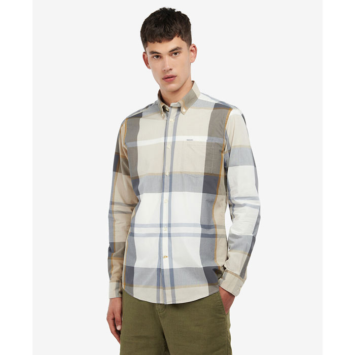 Barbour Mens Harris Tailored Button Down Shirt Brown Plaid 2XL
