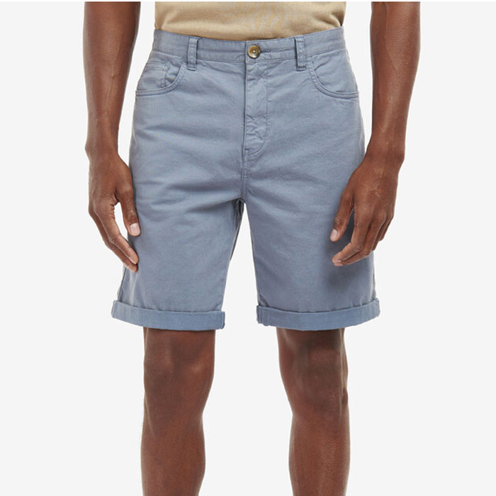 Barbour Overdyed Twill Chino Khaki Short Washed Blue Size 38