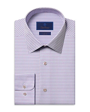 David Donahue Slim Fit Twill Check Button Down Dress Shirt Blue Multi 15 5 34 35