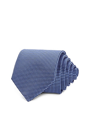 The Men's Store  Woven Micro Square Neat Silk Classic Tie Blue Necktie