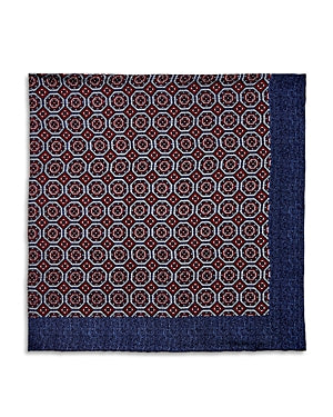 The Men's Store at Bloomingdales Men's Silk Pocket Square Blue Red Medallion