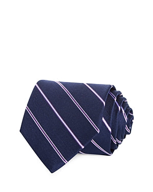 The Men's Store  Diagonal Stripe Silk Classic Tie Blue Necktie
