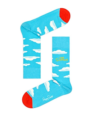 Happy Socks the Simpsons Clouds Crew Socks Light Blue