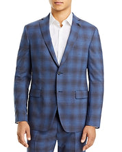 John Varvatos Star Usa Mens Bleecker Slim Fit Plaid Suit Jacket 40S Blue