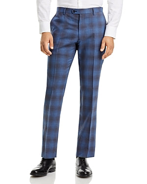 John Varvatos Star Usa Mens Slim Fit Flat Front Plaid Suit Dress Pants Blue 38