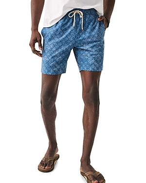 Faherty Mens Beacon Swim Trunks 7 Moonlight Batik Blue Large