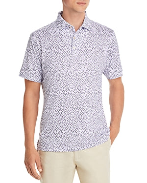 Peter Millar Mens Angry Anglers Jersey Polo Golf Shirt White Blue Large
