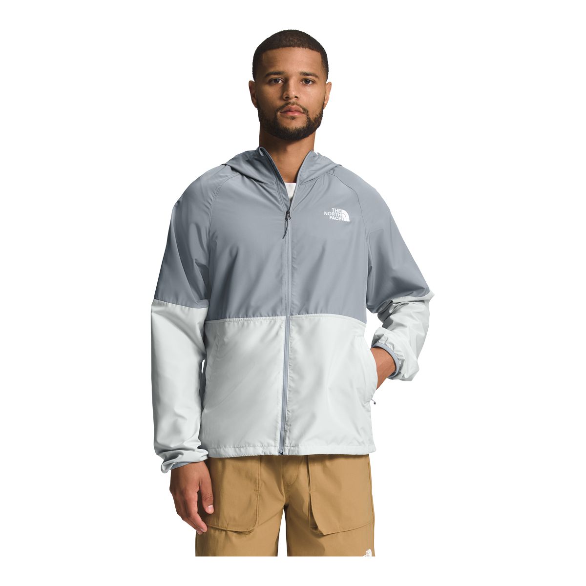 The North Face Men's Flyweight Packable Hooded Windbreaker Light Grey Small