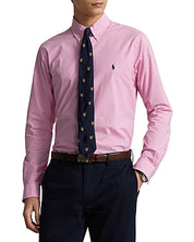Polo Ralph Lauren Mens Slim fit Long Sleeve Button-Up Shirt Large Pink Check