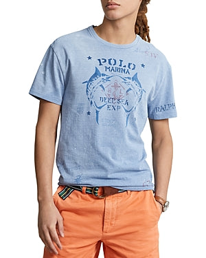Polo Ralph Lauren Mens Classic Fit Graphic T Shirt Light Blue Small