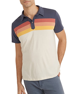 Marine Layer Mens Sunset Stripe Polo Shirt Beige Multi XXL