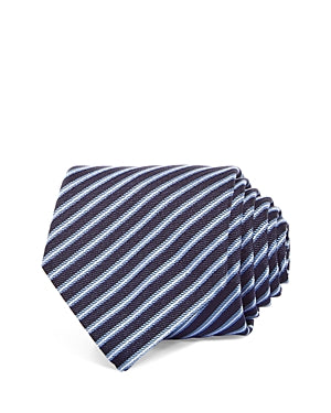 Zegna Mens Diagonal Stripe Silk Skinny Tie Blue Necktie