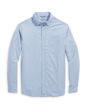 Vineyard Vines Mens Performance Button Down Long Sleeve Shirt Blue Medium