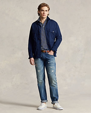 Ralph Lauren Polo Men's Striped Polo Shirt Large Navy Indigo Blue Striped