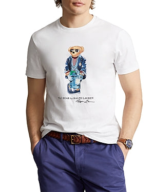 Polo Ralph Lauren Mens Classic Fit Regatta Bear T Shirt Polo White Large