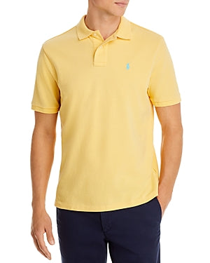 Polo Ralph Lauren Mens Classic-Fit Mesh Polo Henley Shirt Yellow Small