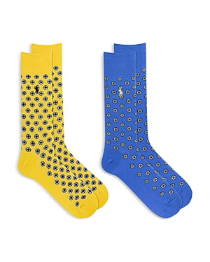 Polo Ralph Lauren Mens 2 Pack Regular fit Dress Sock Socks 7-12 Yellow Blue