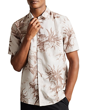 Ted Baker Mens Belmar Floral Button Down Shirt Natural 2XL