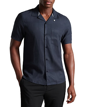 Ted Baker Mens Wesland Short Sleeve Button Down Shirt Black Medium