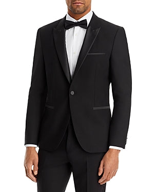 Hugo Mens Slim fit Tuxedo Suit Jacket Blazer 38 S Black Solid
