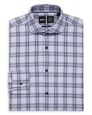 Hugo Boss Mens Slim fit Long Sleeve Button-Up Shirt Large Blue Plaid