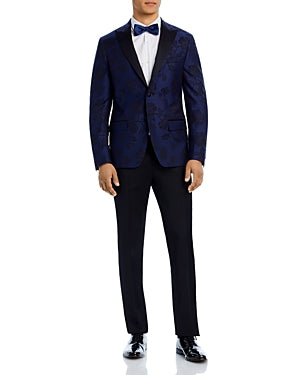Robert Graham Navy Floral Outline Jacquard Dinner Jacket Size 46R