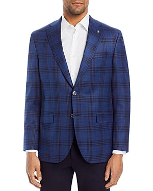Jack Victor Conway Plaid Regular Fit Sport Coat 42R Tonal Blue / Brown