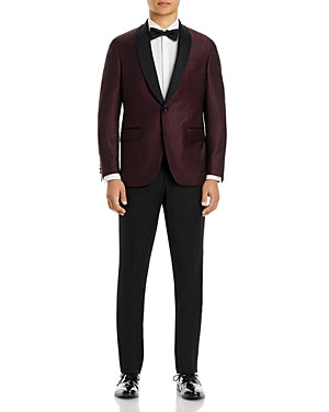 Ted Baker Mens Paisley Jacquard Satin Sport Coat Blazer Burgundy Red  40S