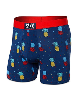 Men's SAXX Ultra Super Soft Boxer Briefs Underwear Medium Pineapple Flip - Navy