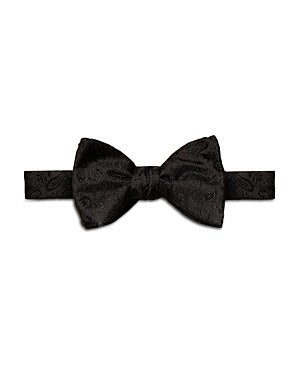 Eton Mens Black Paisley Silk Bow Tie One Size