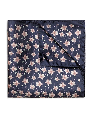 Eton Men's Navy Blue Silk Floral Print Handkerchief One SizeOne Size