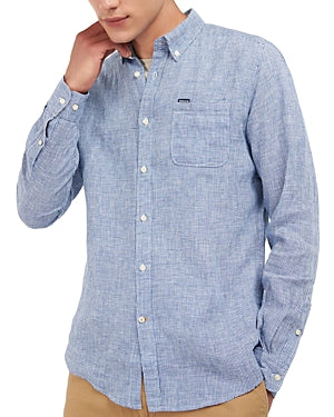 Barbour Mens Regular fit Long Sleeve Button-Up Shirt XL Blue Check