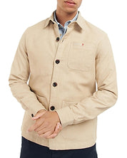 BARBOUR Mens Riva Stretch Cotton Button-Up Overshirt Jacket Medium Tan