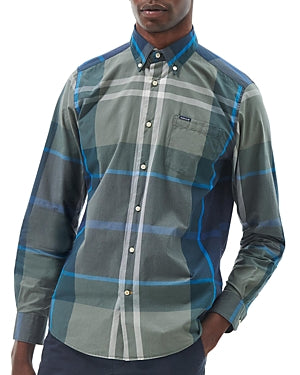 Barbour Men's Harris Tailored Shirt Blue Green Large
