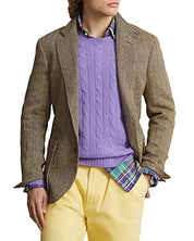 Polo Ralph Lauren Mens RL67 Herringbone Blazer Jacket Sport Coat Brown 40R