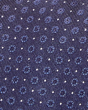 The Men's Store's Circular Medallion Neat Silk Skinny Tie Navy Blue Necktie