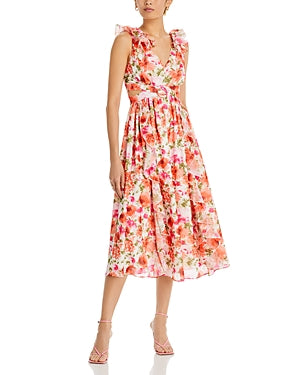 elliot midi dress Lucy Paris Womens Elliot Ruffle Midi Dress XS Red Orange Floral – Bristol  Apparel Co