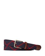 Polo Ralph Lauren Mens Men's Zigzag Leather-Trim Webbed Belt Navy Red Size XL