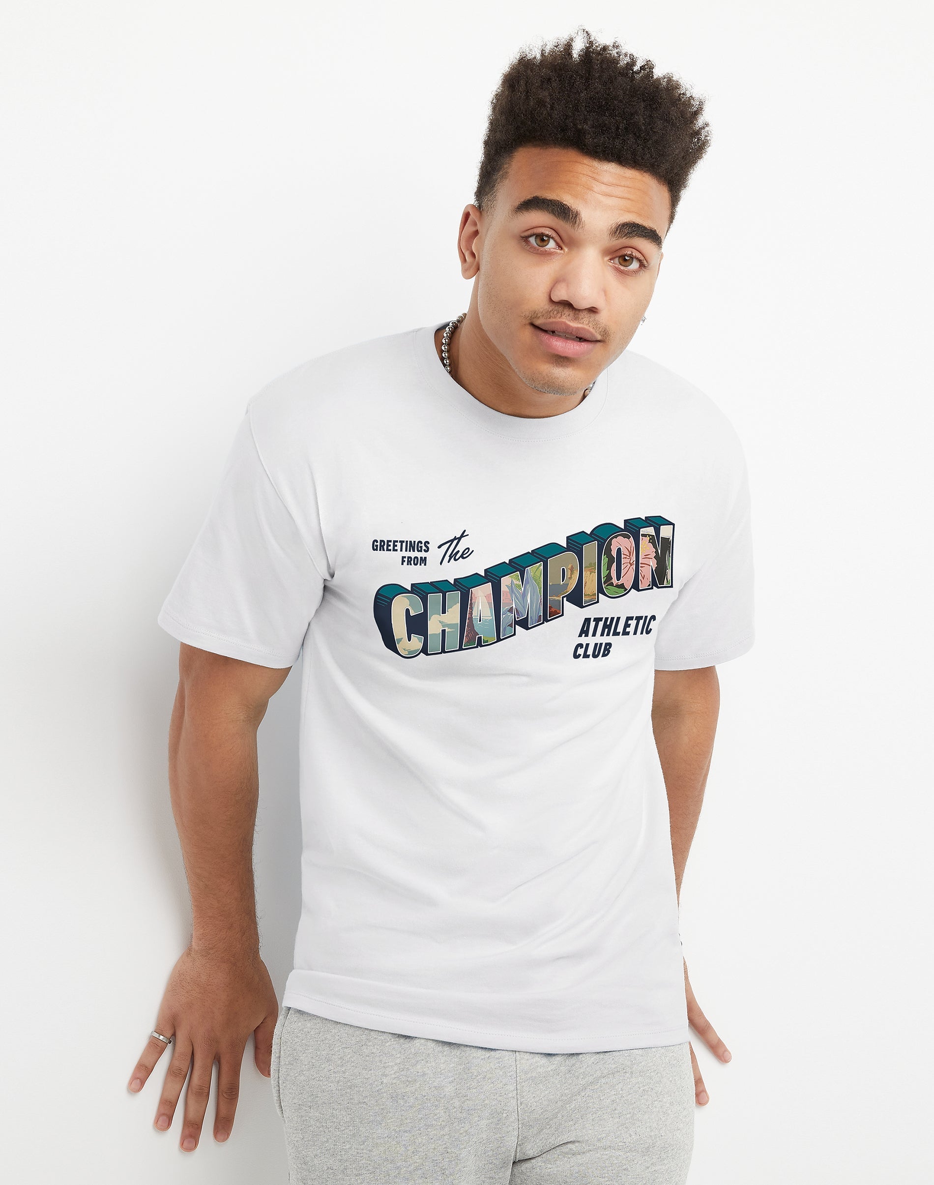 Champion Men's Classic Graphic Logo Short Sleeve T Shirt White XL