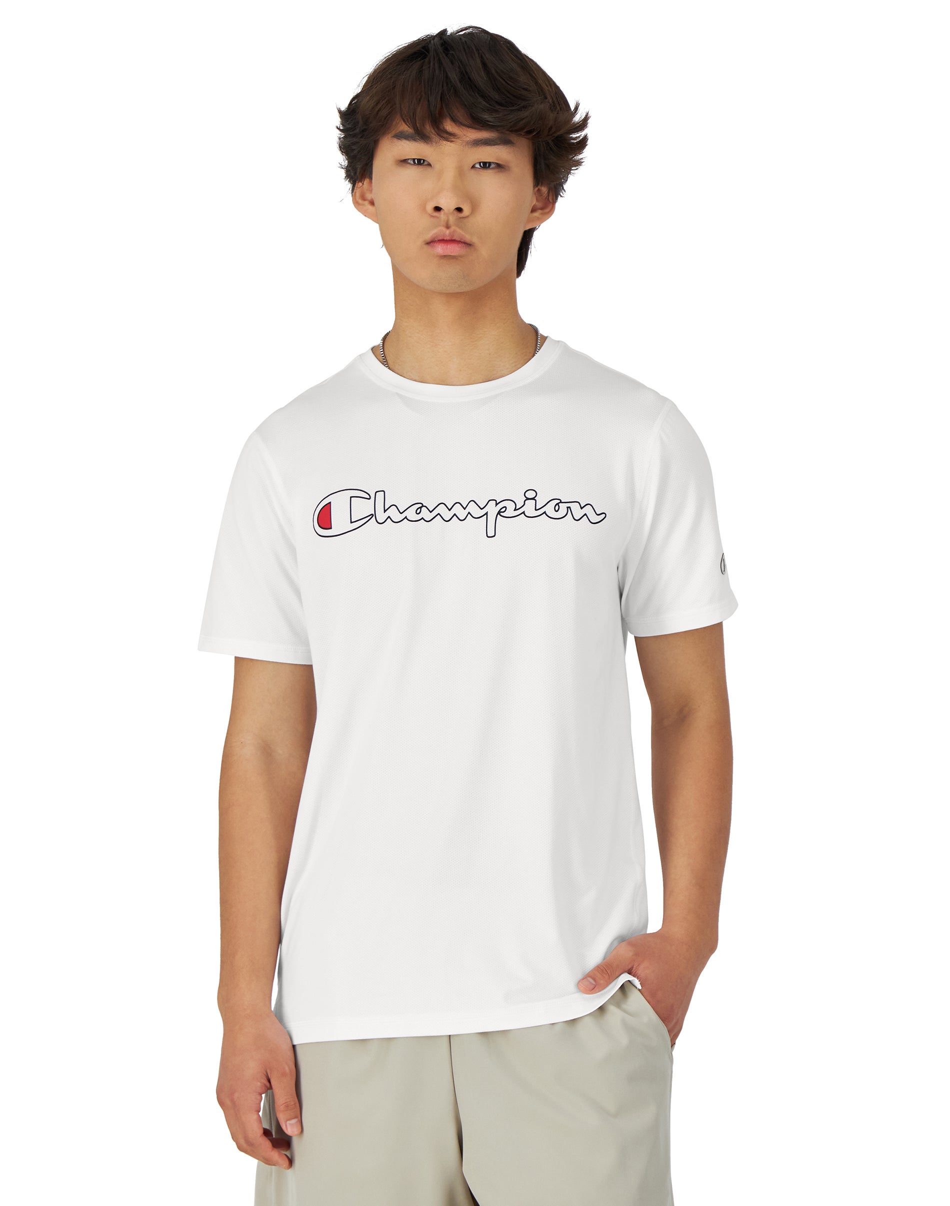 Champion Mens MVP Script Logo Short Sleeve Crewneck T-Shirt White 2XL