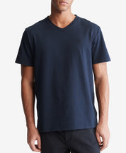 Calvin Klein Men's Smooth Cotton Solid V Neck T Shirt Dark Sapphire Blue Large